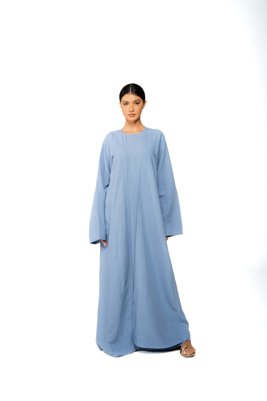 Lulu linen abaya Light Blue