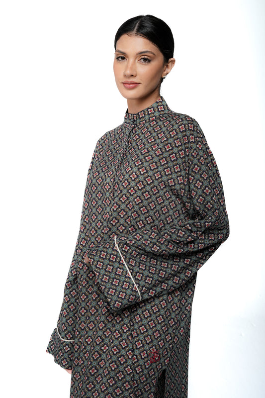 Faiza rayon printed tunic dress multicolor ( Pre order , voor 29-juli verstuurd)